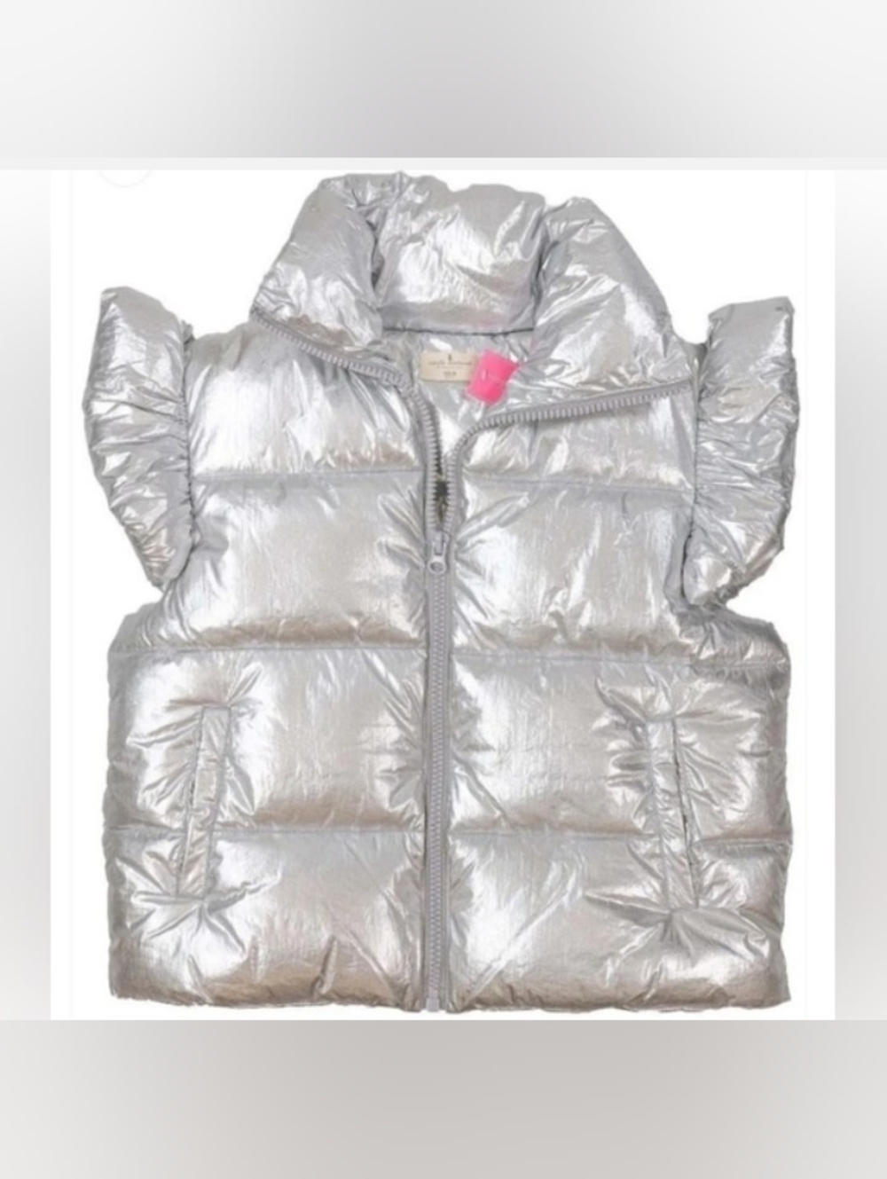 NWT Silver Metallic Puffer Vest Women's